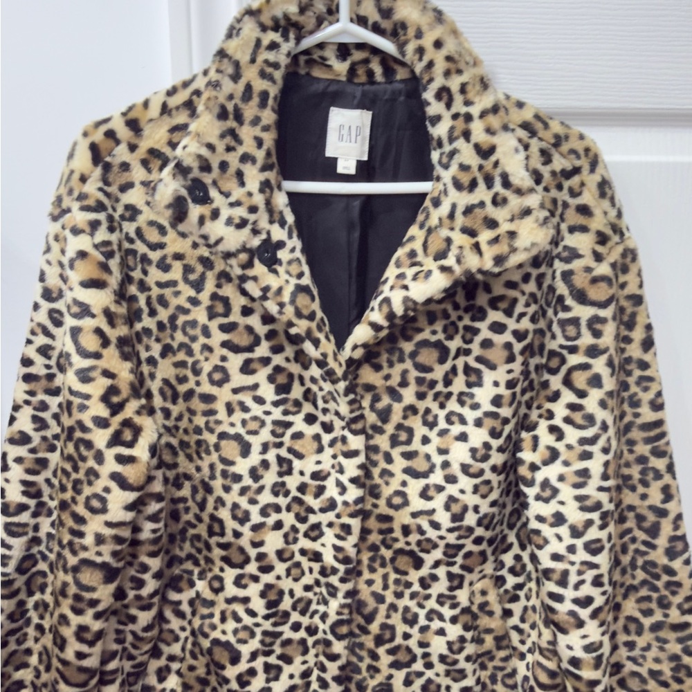 GAP Women's Leopard Print Teddy Jacket